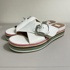 Louise et Cie Cassia Platform‎ Sandals White Leather Resort Beach Coastal 9